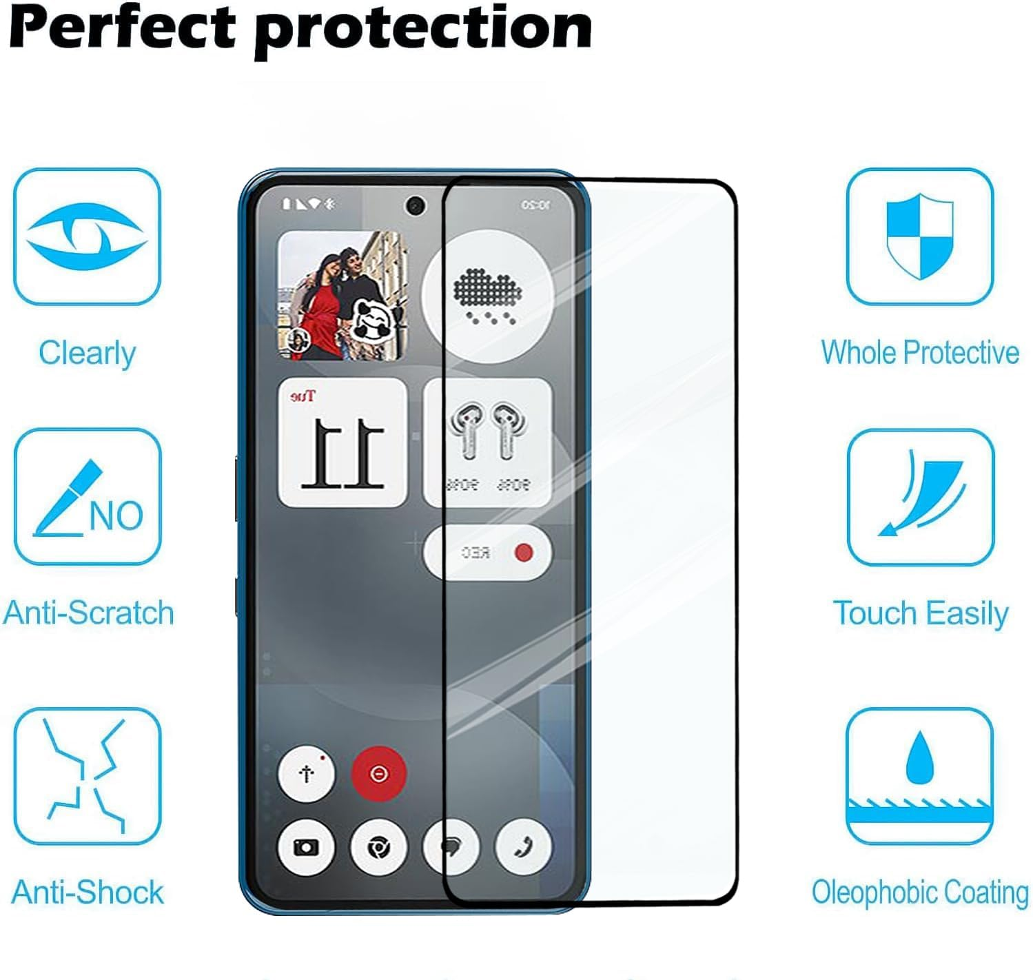 Guizzcg 2 Pack Screen Protector for Nothing Phone 3A / 3A Pro/Cmf Phone 2 Pro, 2 Tempered Glass Screen Protector,Case Friendly,Scratch Resistant,Hd-Clear,Clear image number 4