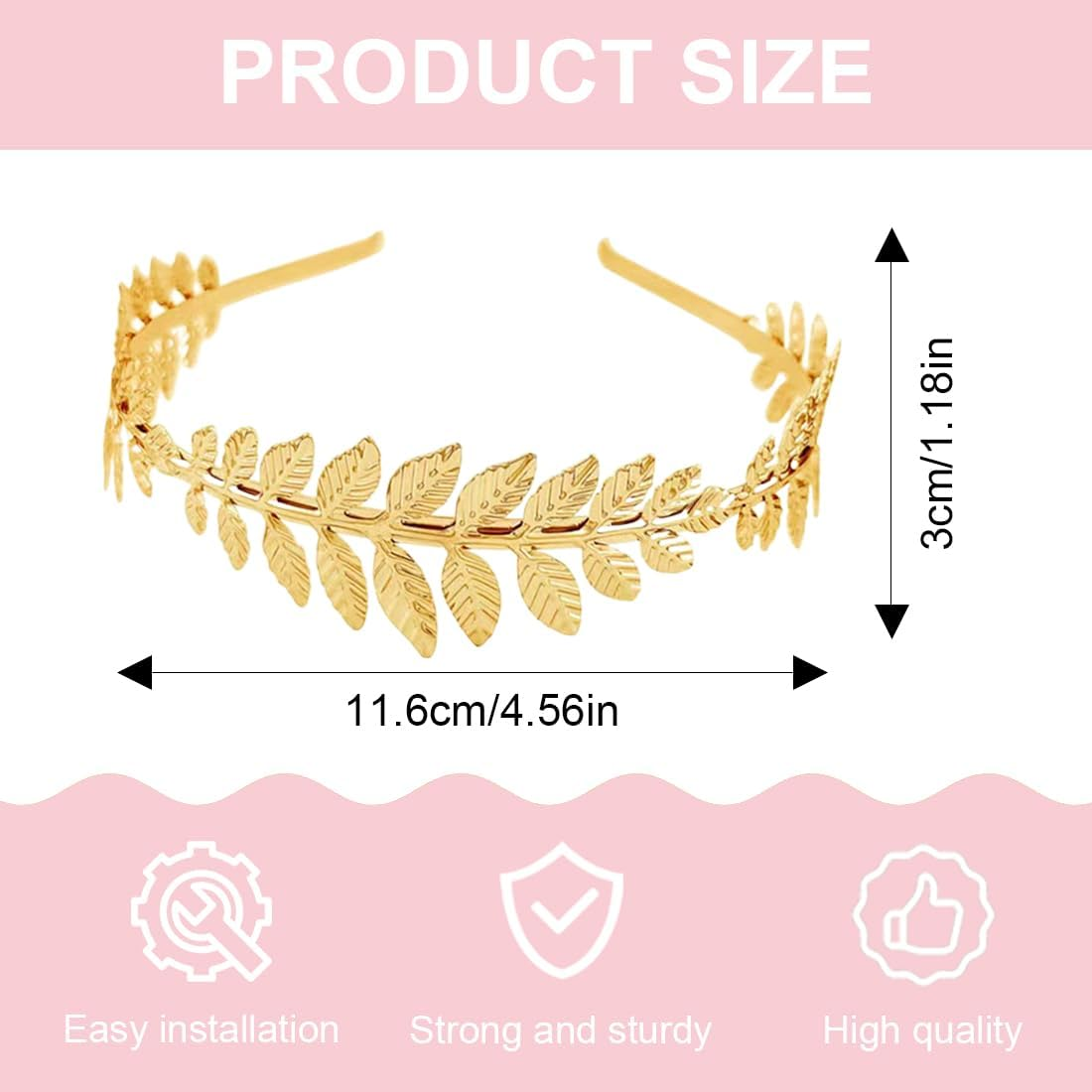 LAKJUOZ 1 Piece Roman Goddess Headband Women'S Hair Band Gold Headpiece Bridal Girls Laurel Wreath Hair Accessories Golden Wedding Boho Leaf Hair Crown Accessories image number 1