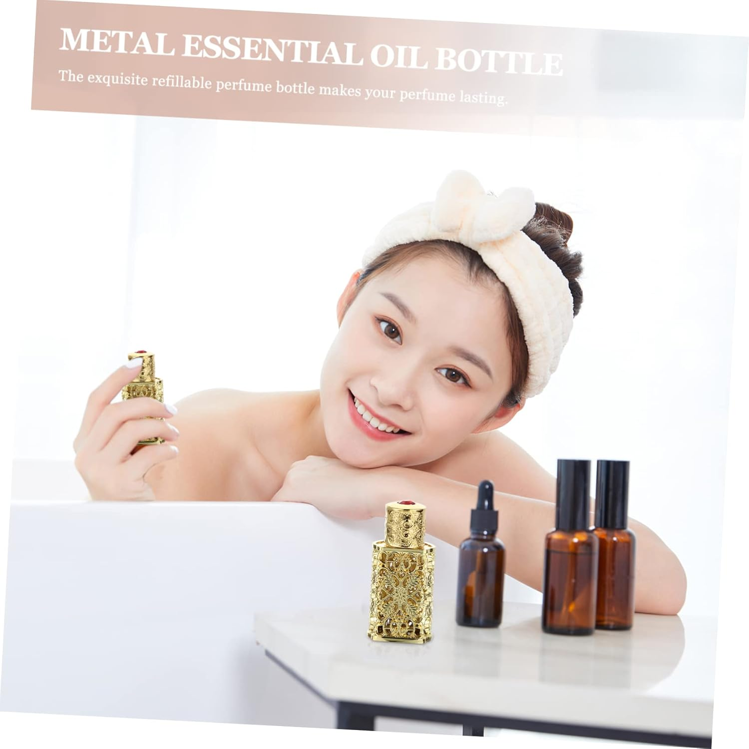 3Pcs Metal Spray Bottle Perfume Dispenser Essential Oil Storage Bottle for Travel image number 3