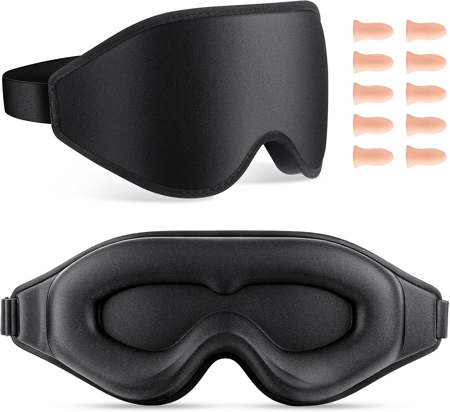 Eosxrp 3D Sleep Mask for Women Men with 5 Pairs Slow Rebound Earplugs Eye Masks for Sleeping with Adjustable Strap, Lights Blocking and Pressure Relief, Night Eye Cover for Travel, Napping image number 4