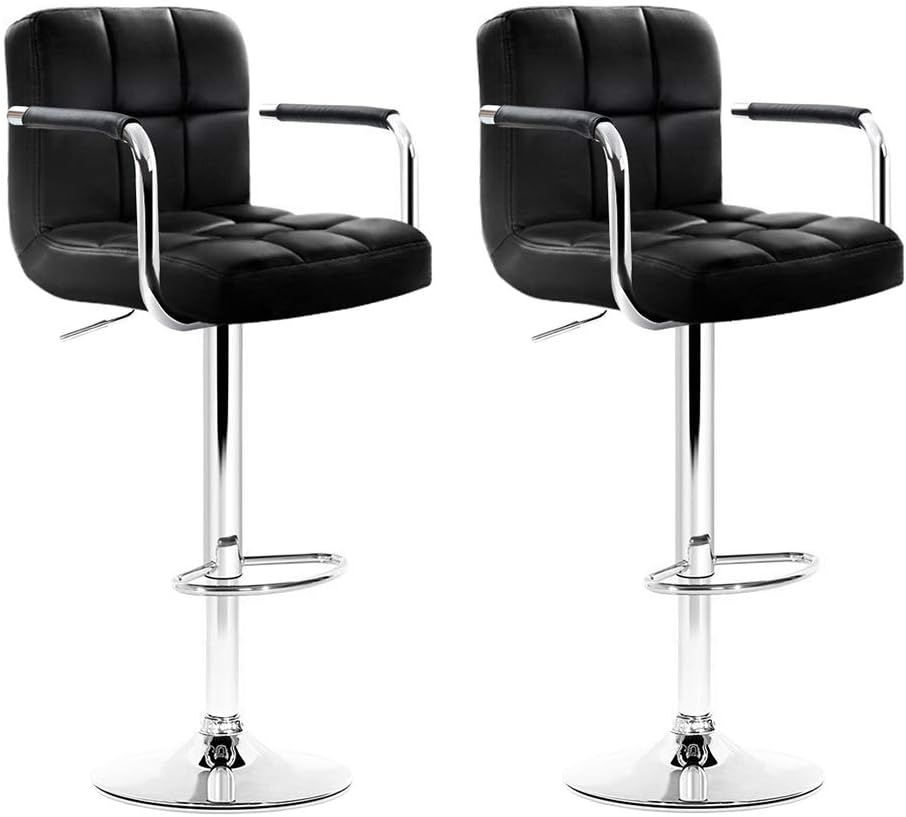 Artiss Bar Stools Stool Set of 4 Adjustable Kitchen Swivel Counter Barstools Dining Chair Gas Lift Leather Black in 68-81Cm Seat Height Floor for Home Bar Dining Room Cafe Outdoor Indoor