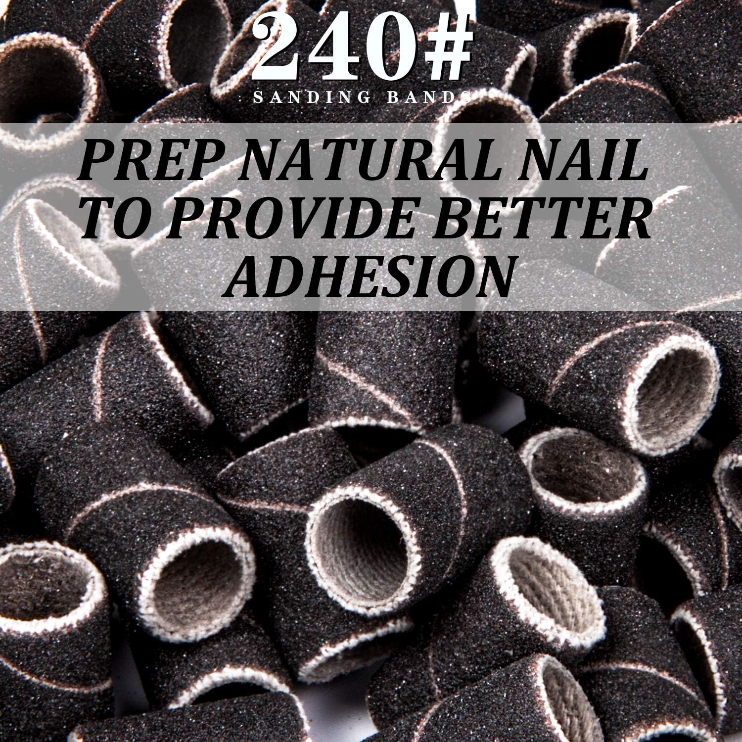 Lavinda Sanding Bands Nail Drill Bits 300Pcs Grits Electric File Nail Sanders Professional Drill Bits Set #80#150#240 Zebra Grinder Band Colorful 3/32" Mandrel Bit for Manicures Nail Drill Machine