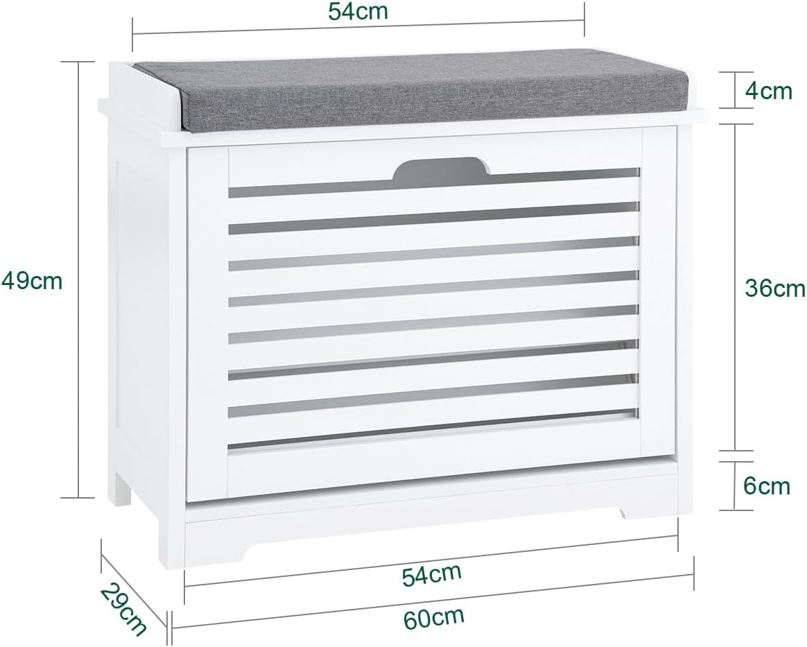 Sobuy Hallway Bench Shoe Storage Cabinet with Drawer & Seat Cushion FSR184-K-W image number 2