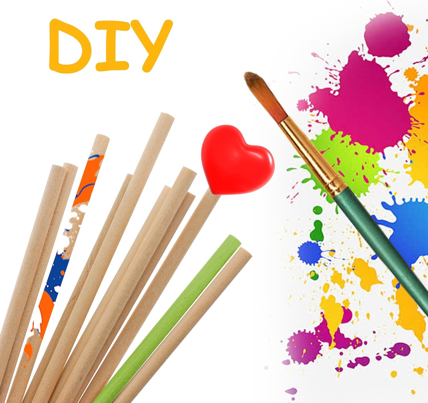 Enkrio 50PCS Dowel Rods Wood Sticks Wooden Dowel Rods - 3/16 X 6 Inch Unfinished Wood for Crafts Doweling Rods for Crafts and Diyers - 1/4'' X 12'' Dowels image number 4