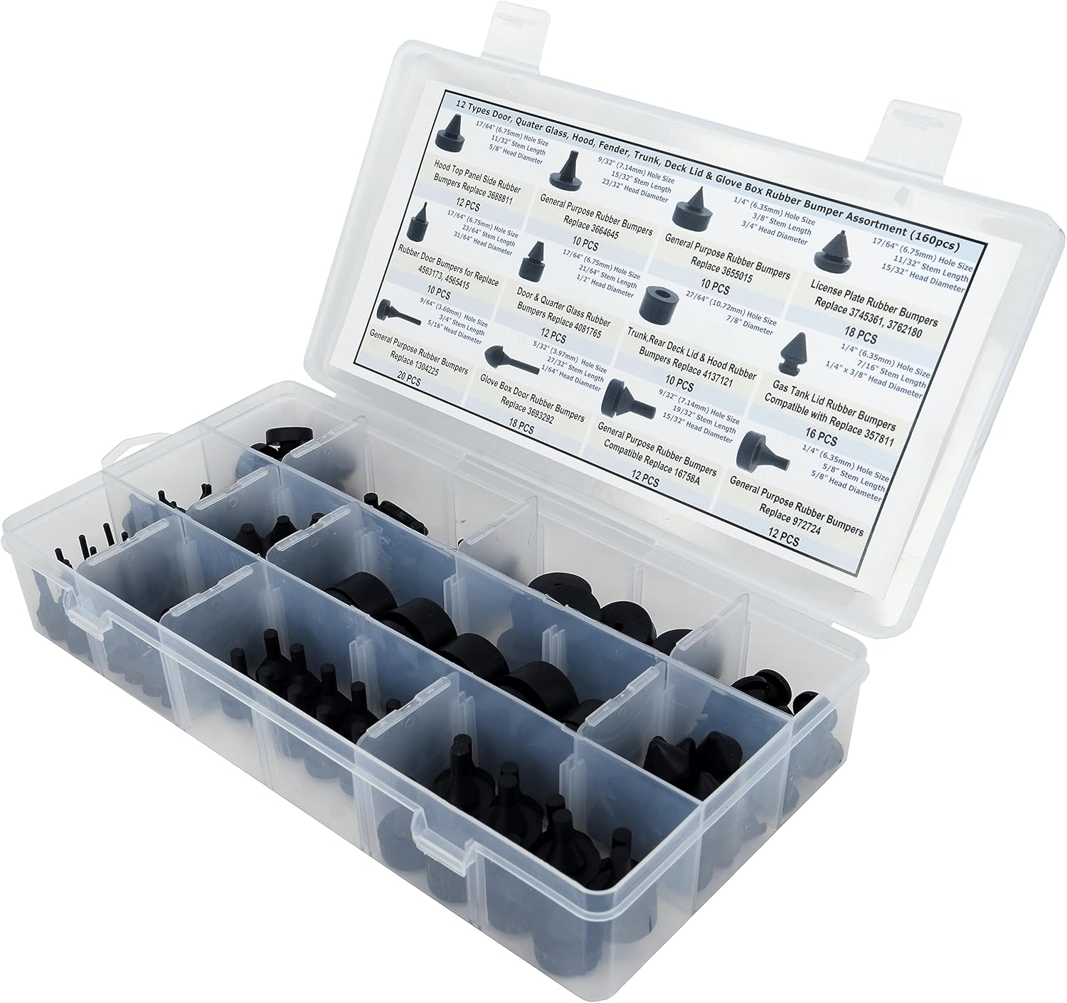 Dsnaduo 160 PCS Black Automotive Rubber Bumper Assortment, Rubber Stop Bumper Stopper Compatible with GM Ford and Chrysler Replace 20030, 8210, Fit Many Models image number 4