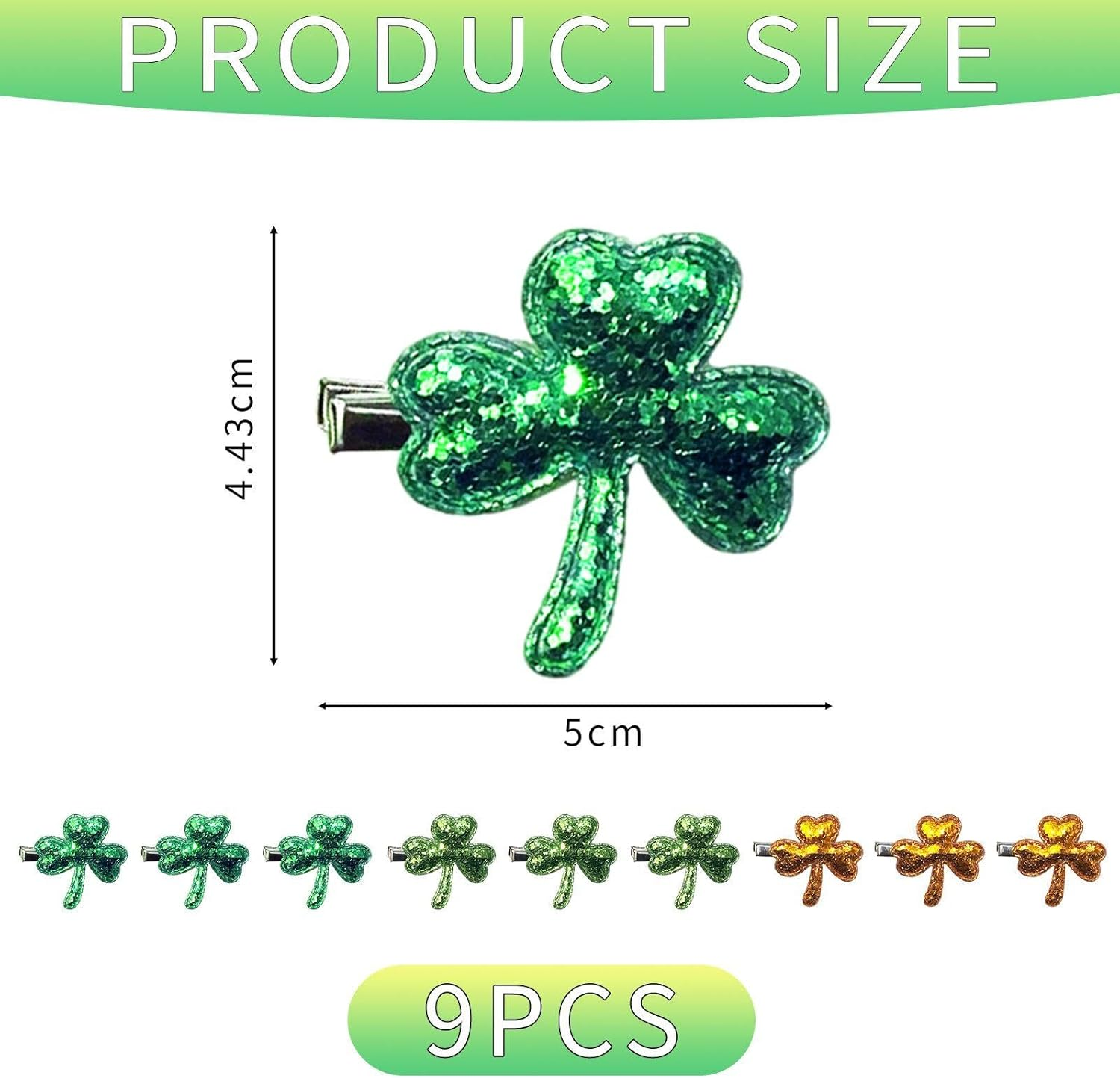 9 Pieces Clover Hair Pins, Shiny Hair Pins, Party Clothing Accessories, Hairstyle Decorations, Party Gifts. image number 4