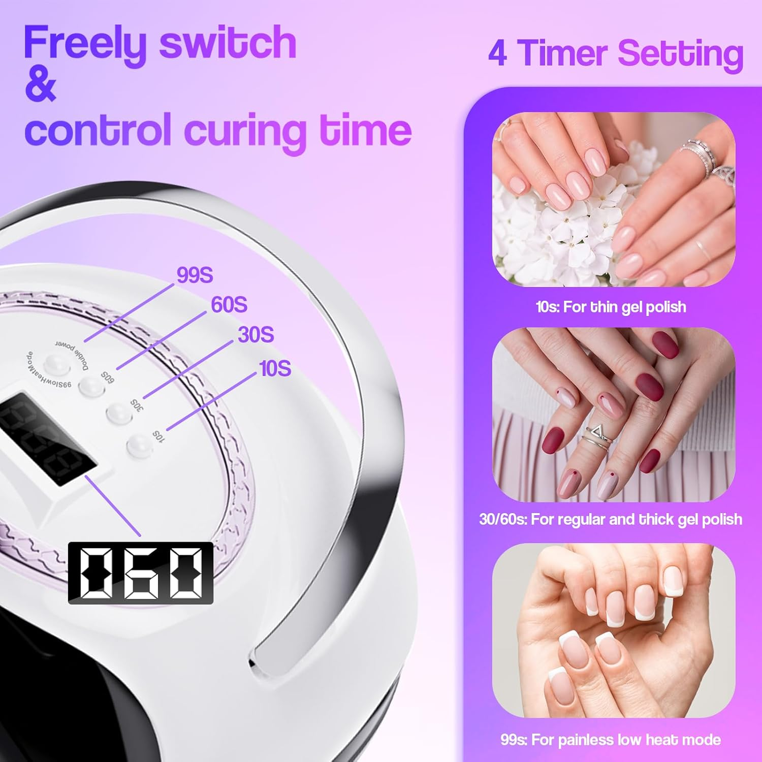 Advwin Professional 3-In-1 Nail Set: UV/LED Nail Lamp + Nail Dust Collector + Electric Nail Drill Kit, USB Power & 6 Grinding Bits image number 5