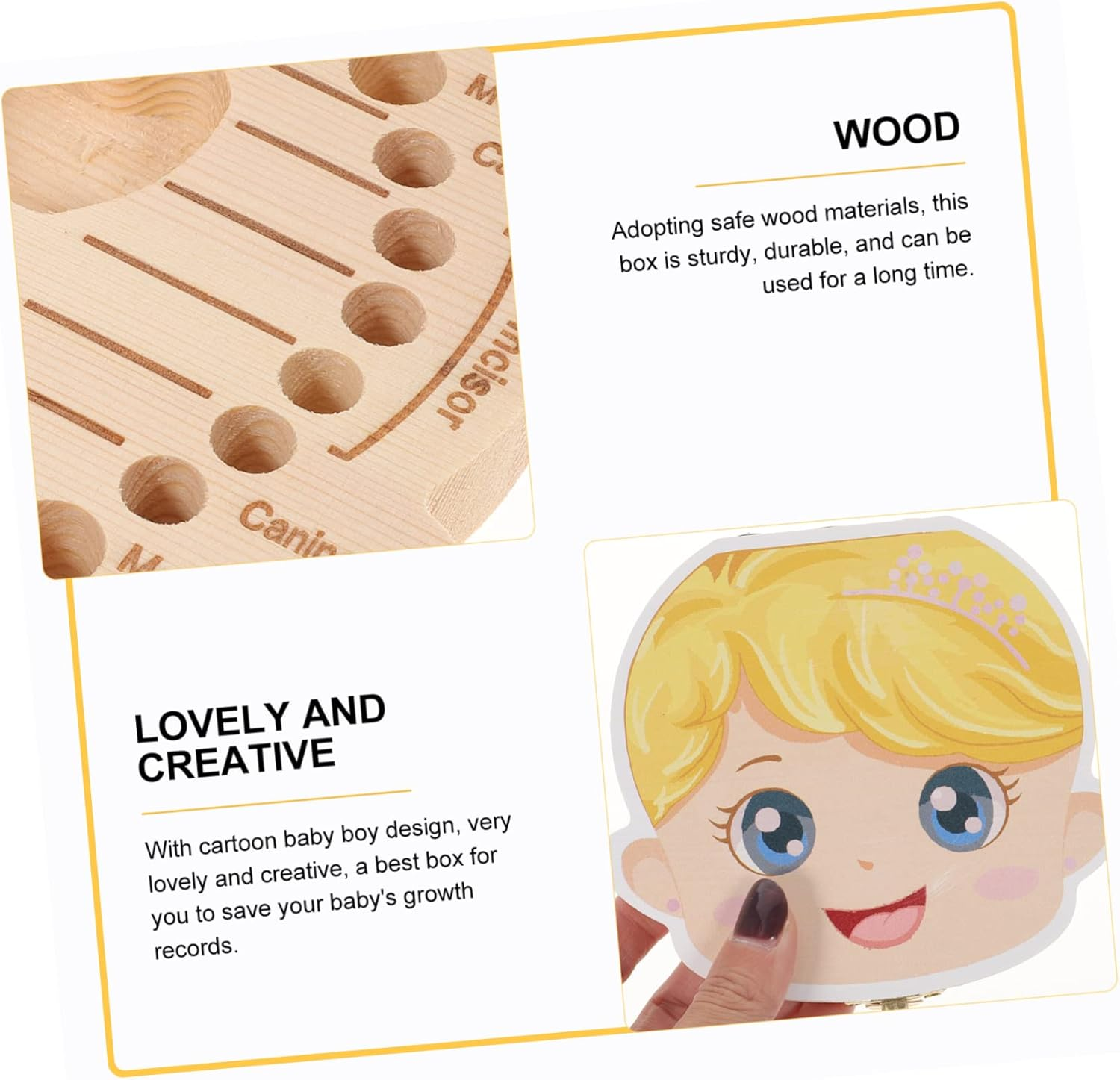 MAGICLULU Deciduous Tooth Box for First Tooth Keepsake Organizer for Boys and Girls image number 2