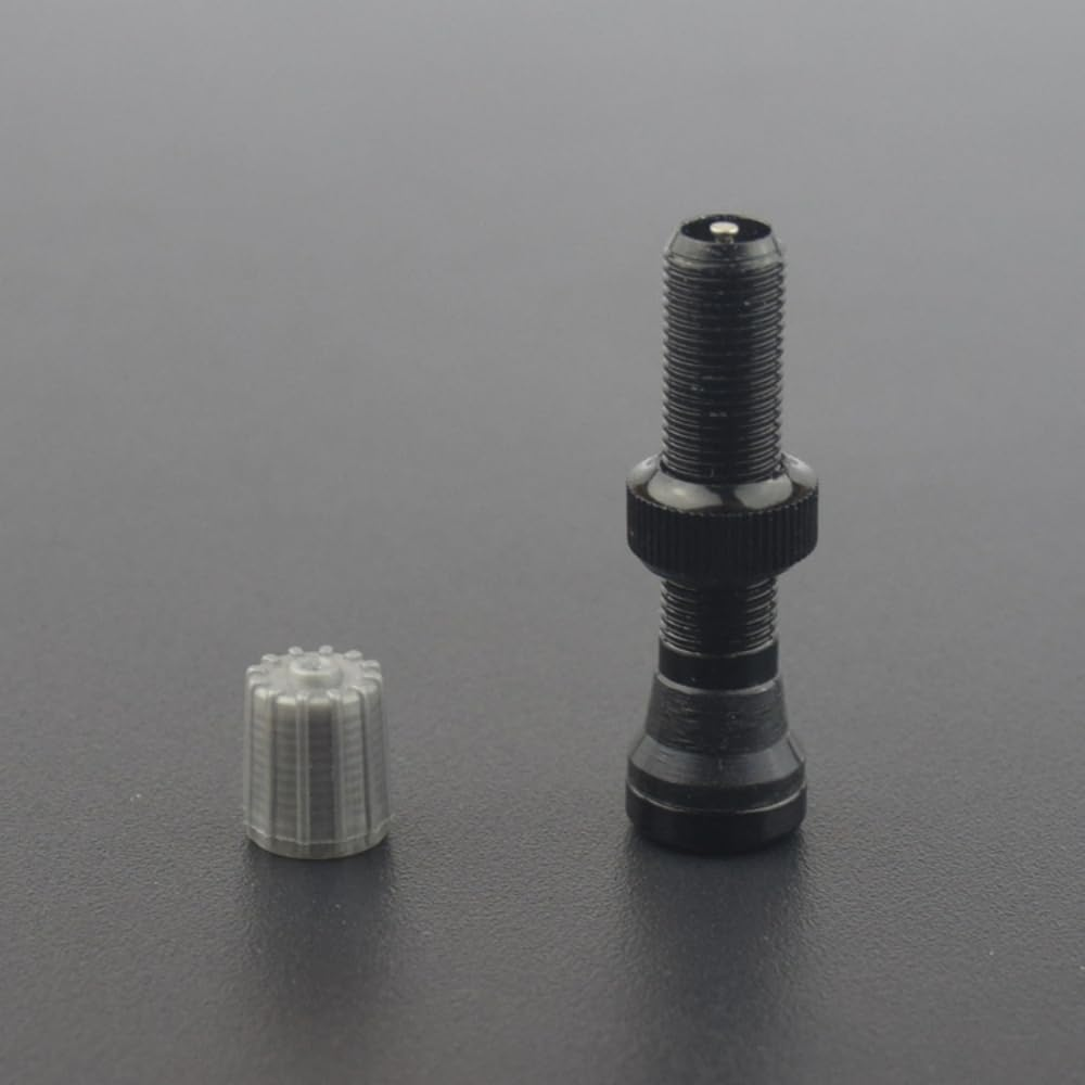 2Pcs 44Mm Black Tubeless Air Valve Aluminum Alloy Tyre Valve round Base Small Size Valves for MTB Road Bike Tubeless Valve Stem (With Caps) image number 1