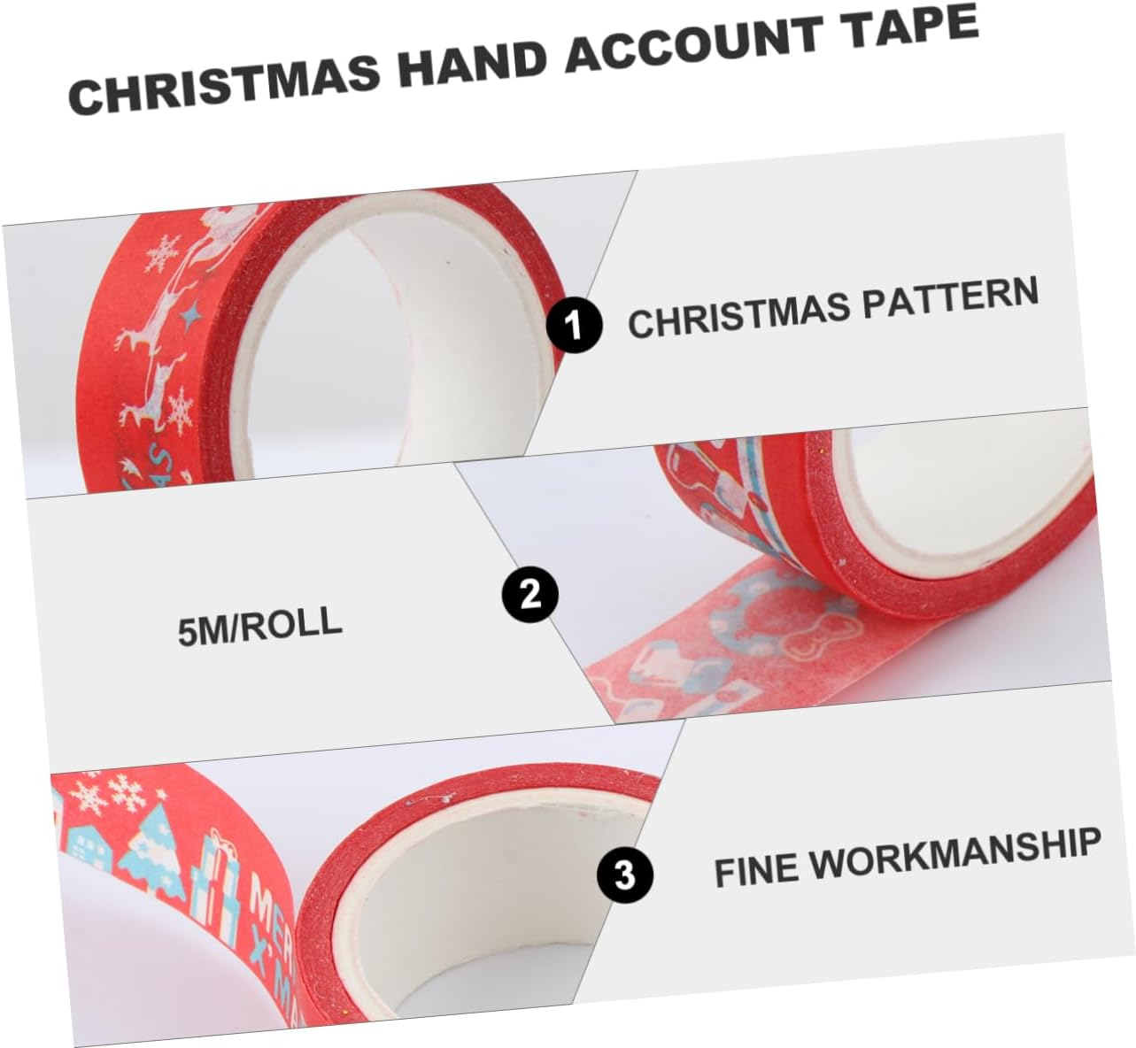 10 Rolls Christmas Decoration Tape Washi Tape for Scrapbooking and Handmade Crafts for Holiday Wrapping and Card Making image number 4