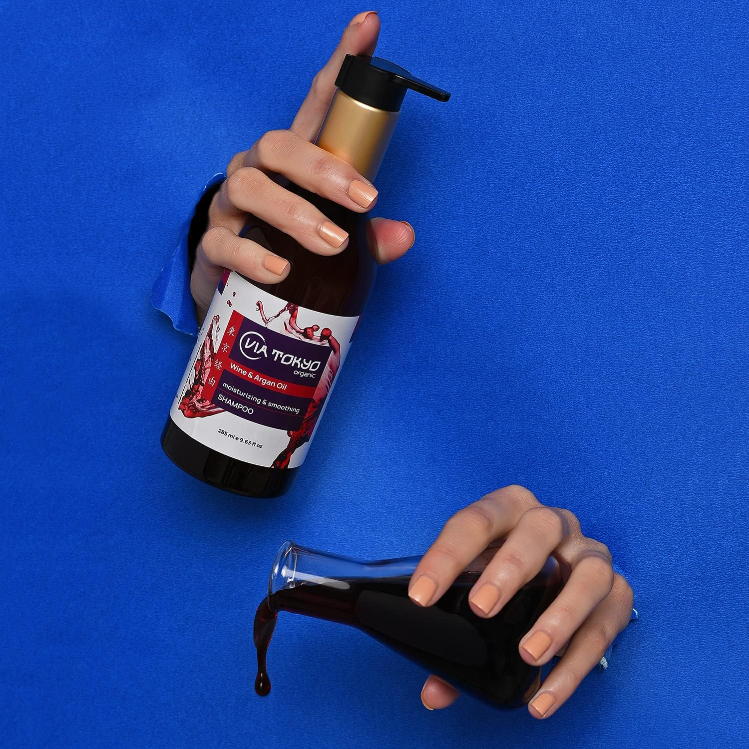 VIA TOKYO ORGANIC Wine & Argan Oil Shampoo for Hair Hydraitng and Naturally Smoothening, No Sulphates, No Paraben, 285Ml (AMZ22_VTSHWI1004)