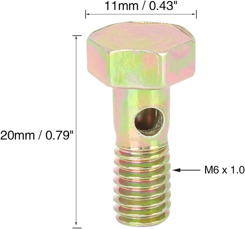 X AUTOHAUX 4 Sets M6X1.0Mm Metric Thread Banjo Bolts Brake Fitting Adapter with M6 Washers image number 2