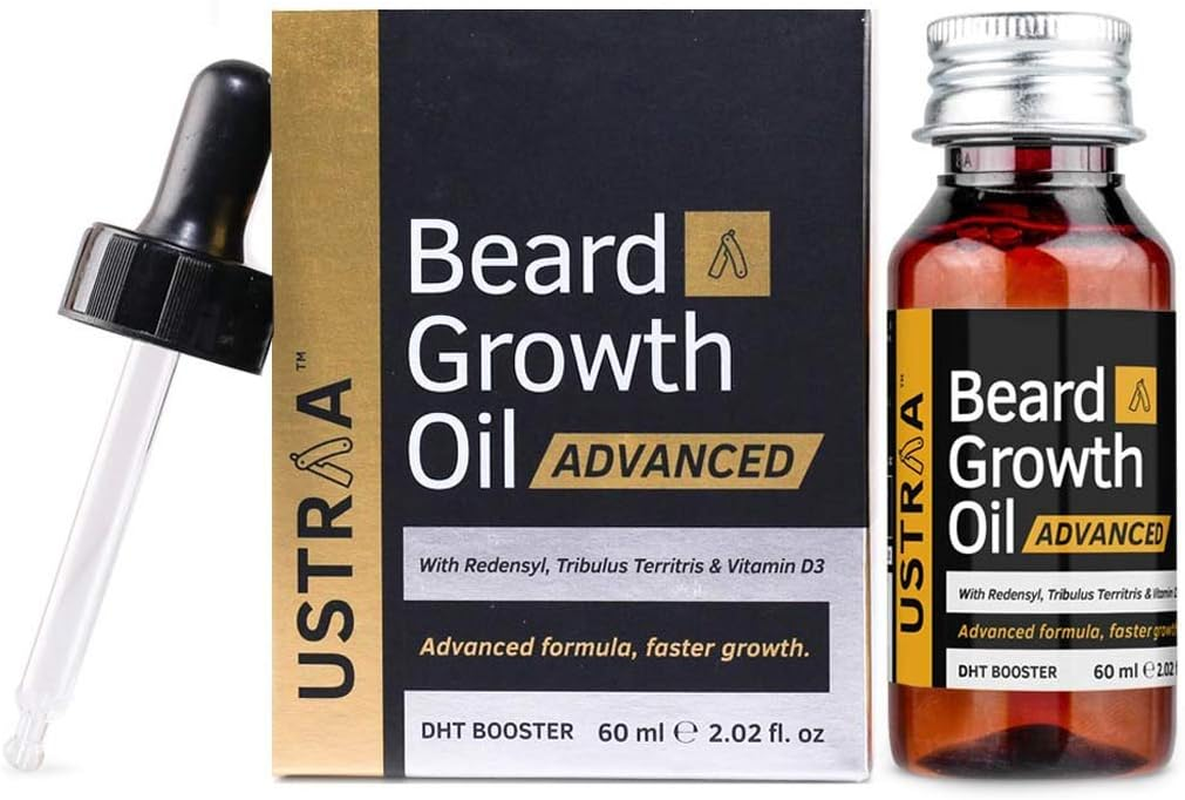 USTRAA Beard Growth Oil Advanced - 60Ml - Beard Growth Oil for Patchy Beard, with Redensyl and DHT Booster, Nourishment & Moisturization, No Harmful Chemicals image number 2