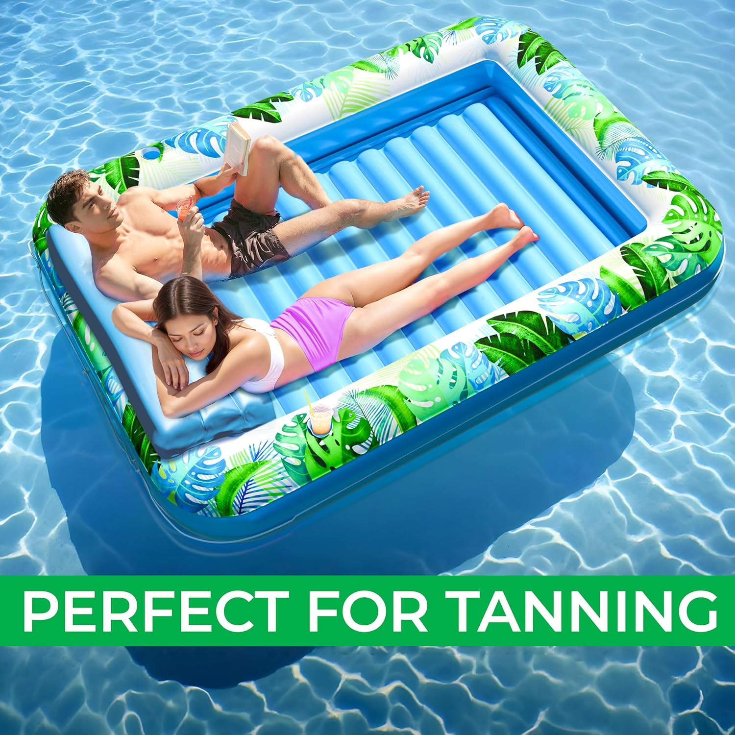 Jambo Inflatable Tanning Pool Lounger Float, Sun Tanning Pool Float, Water Lounge Raft, Pool Lounger for Adults, Tanning Raft, Big Pool Tub, Water Filled Tanning Bed, Kiddie Pool, Tanning Float image number 5