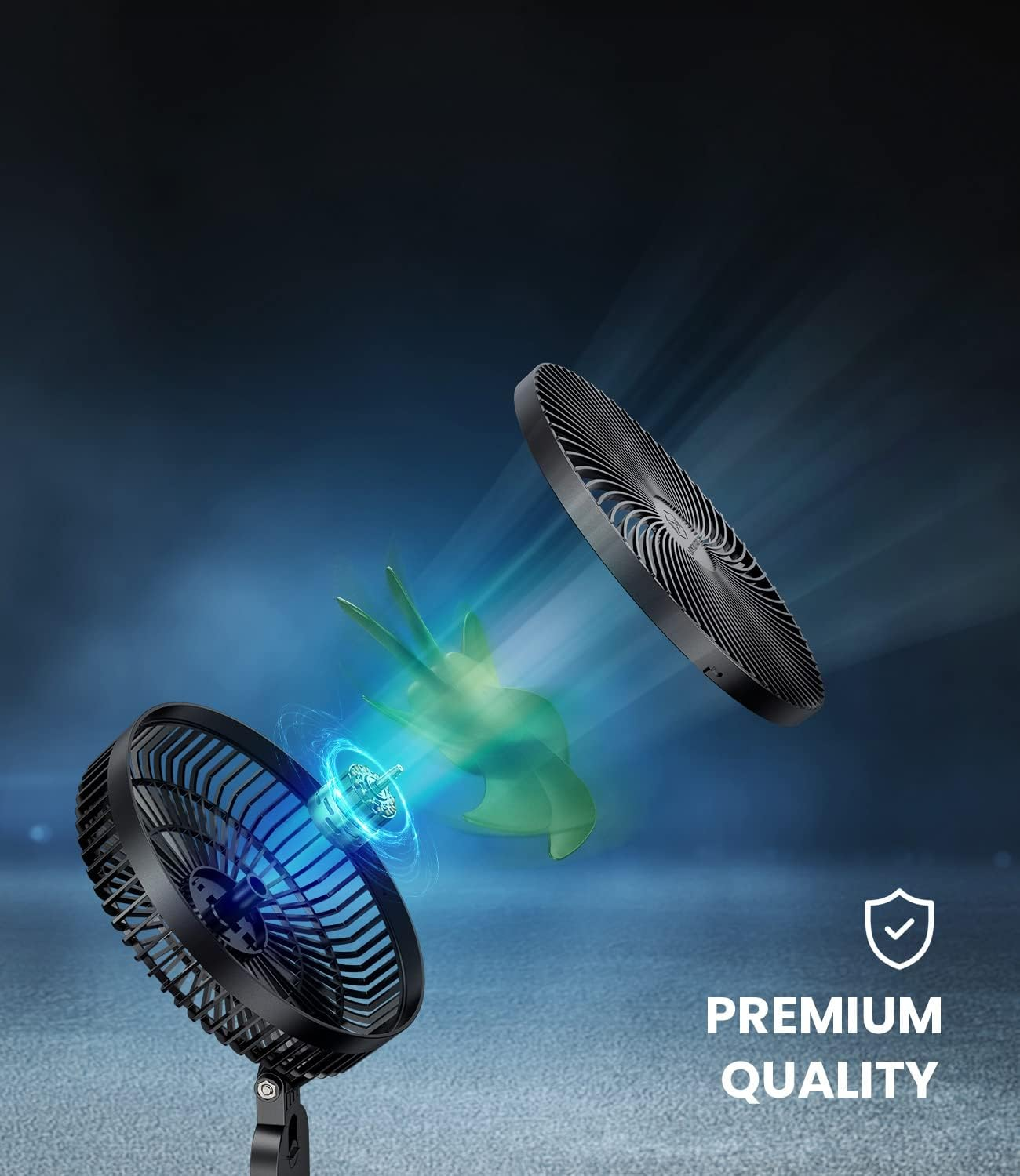 LEMOISTAR 12V/24V Car Fan, 8 Inch Big Size Electric Car Fan with Hook, Stepless Speed Control Cooling Air Fan with Cigarette Lighter for Vehicles, SUV, RV image number 2