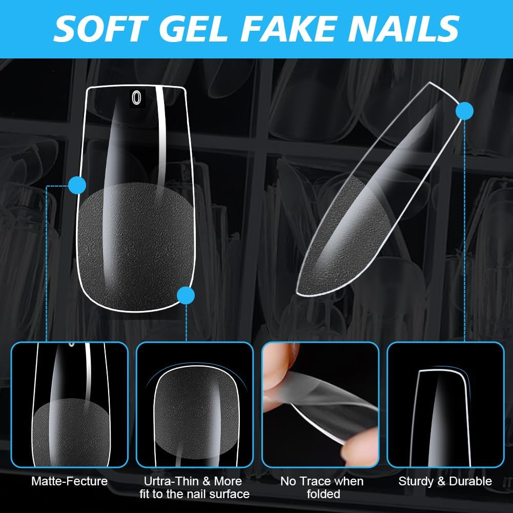 BUTBU 600 Pieces Square False Nails, 12 Sizes Transparent Nail Tips, Short Nail Tips, Gel Nail Tips Full Coverage for Salons Nails, DIY Manicure - Short Square Nail image number 4