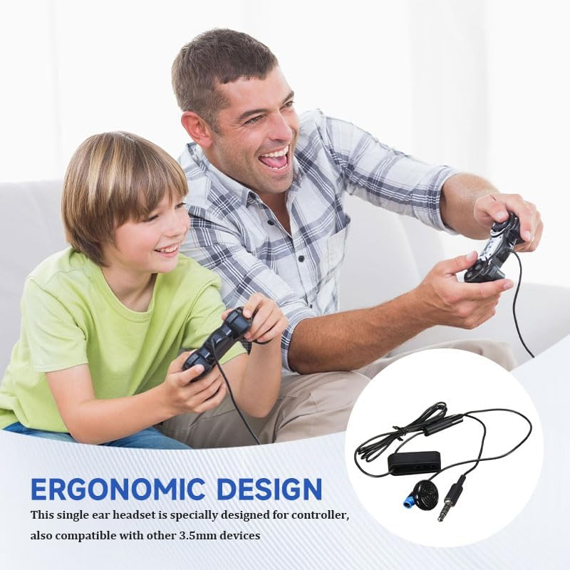 PS4 Single Ear Headset with Microphone, 3.5Mm In-Ear Gaming Earphone for Controller, Mobile Phones, Tablets, Communication, Gaming image number 2