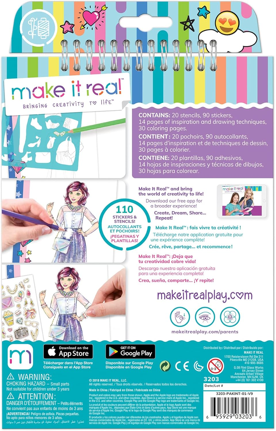 Make It Real - Fashion Design Sketchbook: Digital Dream. Inspirational Fashion Design Colouring Book for Girls. Includes Sketchbook, Stencils, Puffy Stickers, Foil Stickers, and Fashion Design Guide image number 3