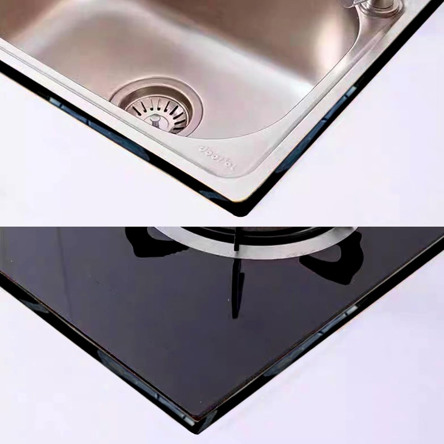 KEQKEV Ceiling Molding Peel and Stick, Flexible Trim Self Adhesive Caulk Strip for Stove, Sink, Toilet, Tile Edge, Wall Corner, Baseboard, Floor (Black)