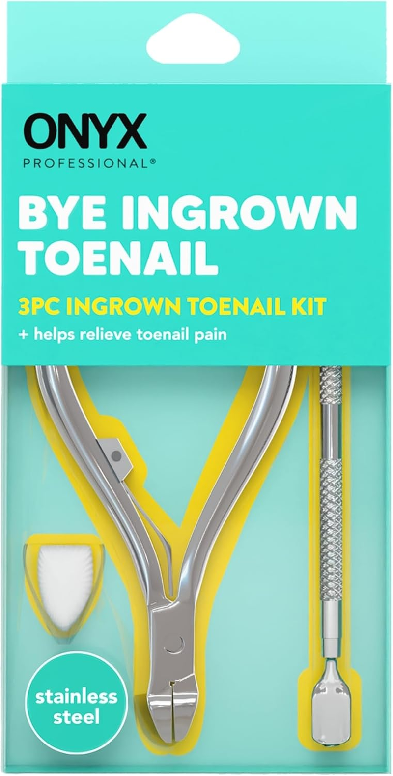 Onyx Professional Ingrown Toenail Kit with Toenail Clippers & Double-Ended Cuticle Pusher, Durable Stainless Steel, Easy to Use Ingrown Toenail Removal Kit, 2 Piece At-Home Pedicure Tools image number 1