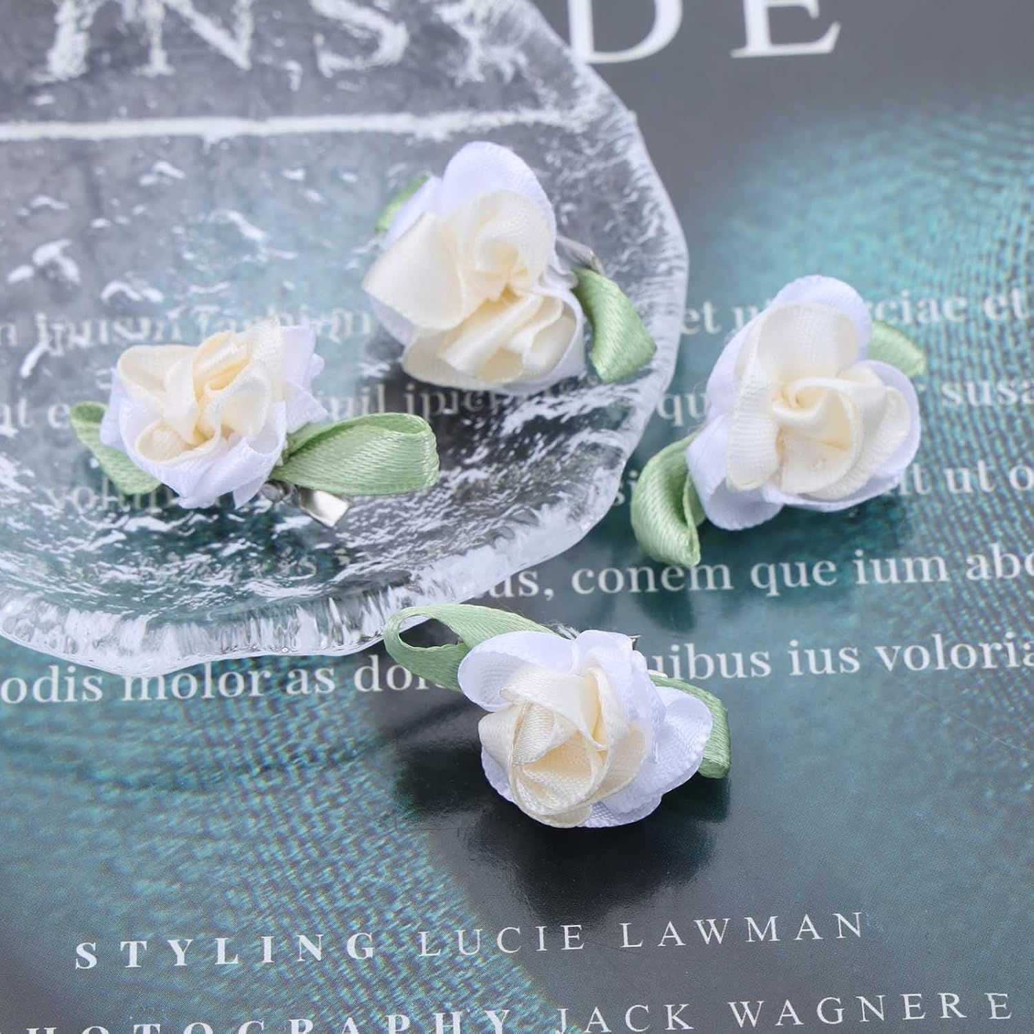 Hair Clips for Women White Flower Hair Clips for Styling Cute Rose Small Hair Clips Hair Claw Clips for Thin Hair Floral Mini Hair Clips Prom Wedding Hair Accessories Hair Pins image number 6