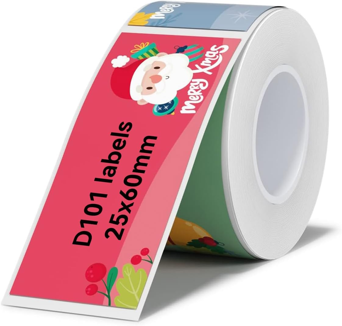 NIIMBOT Thermal Label Stickers (0.98''X2.36'') 110 Sheets/Roll with Christmas Elements, Personalized Refill Tape for D101 Label Maker, Waterproof