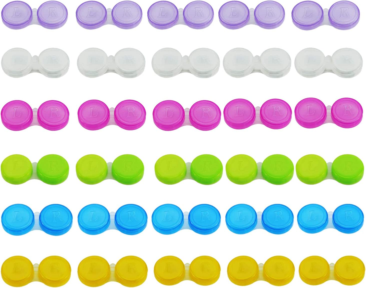 30 Pack Colorful Contact Lens Case - Bulk Eye Lense Cases, Holder Container Case image number 1