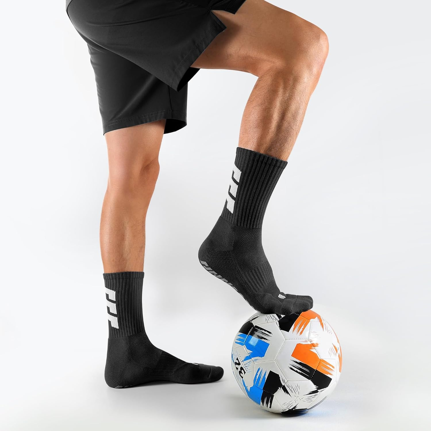 CLOSEMATE 3 Pairs Mens Grip Socks Athletic Cushioned anti Slip for Soccer Football Yoga image number 3