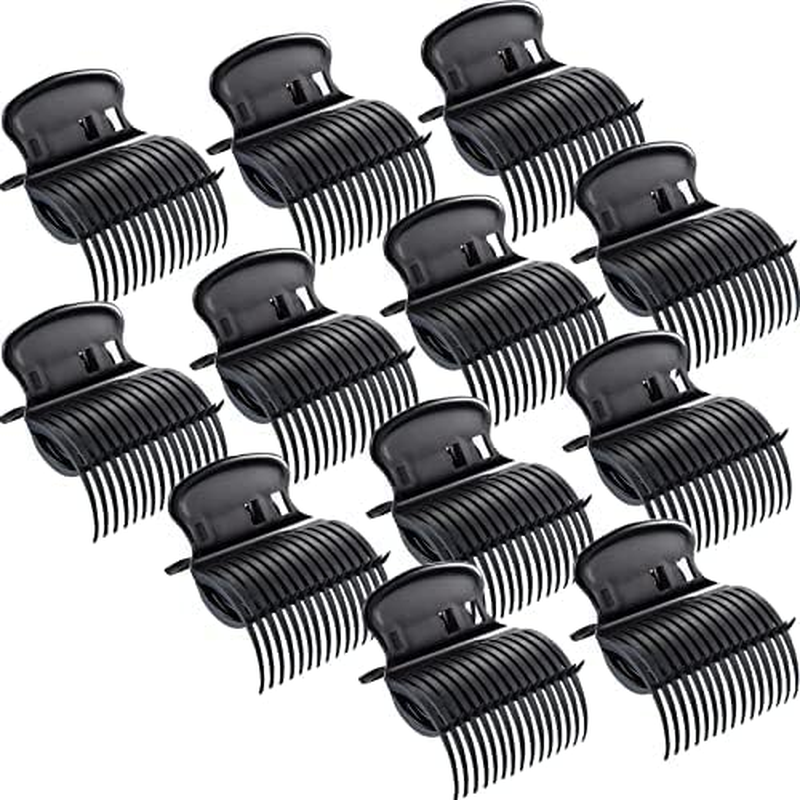 Hot Roller Clips Hair Curler Claw Clips Replacement Roller Clips for Women Girls Hair Section Styling (12 Pieces, Black) image number 1