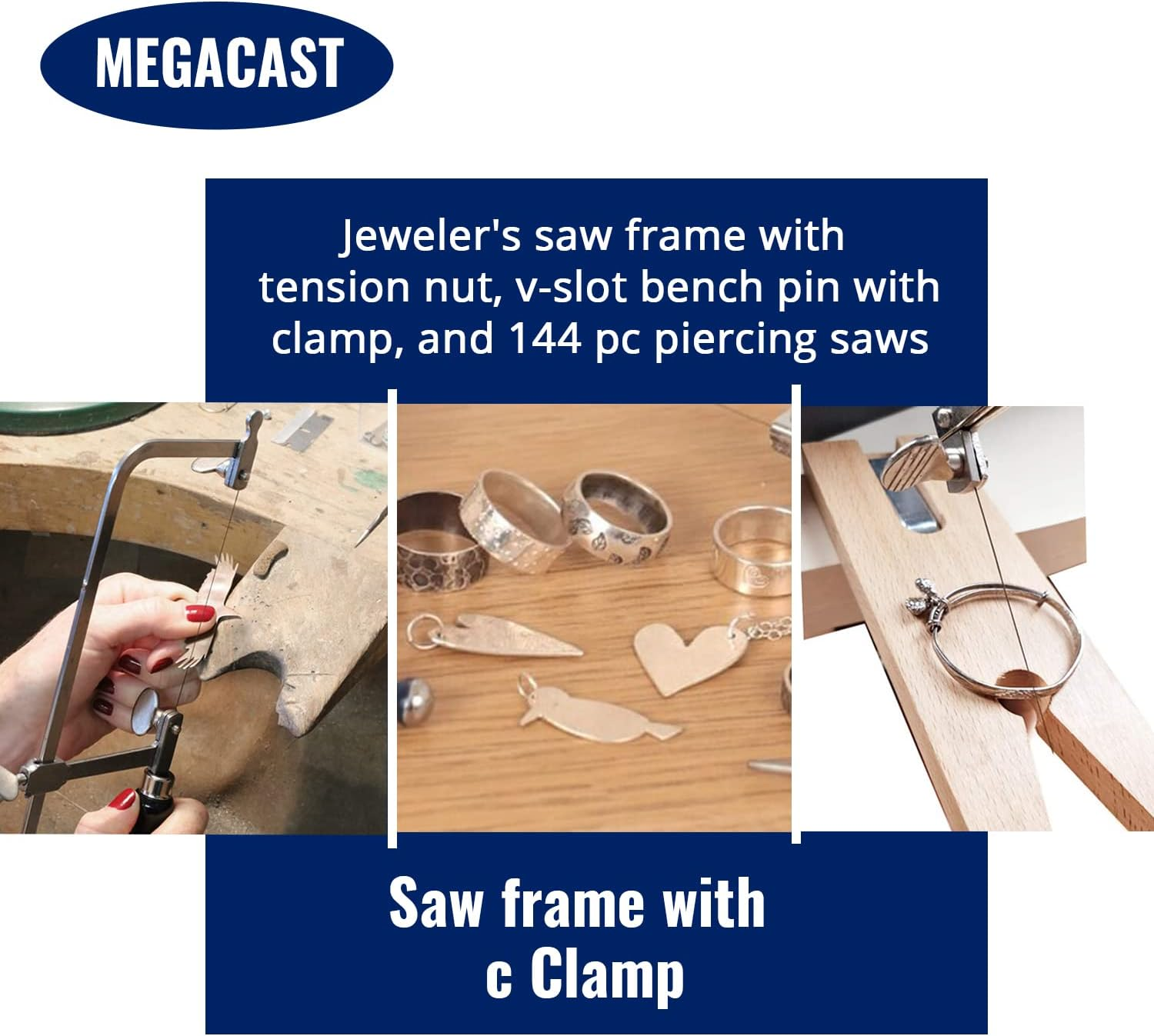 3 in 1 Professional Jeweler'S Saw Set Saw Frame 144 Blades Wooden Pin Clamp Wood Metal image number 2