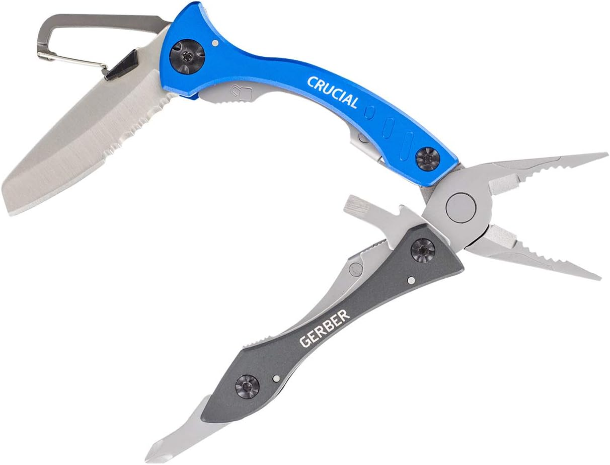 Gerber Gear Crucial Multitool EDC Pocket Knife with Needle Nose Pliers and Clip, Blue image number 3