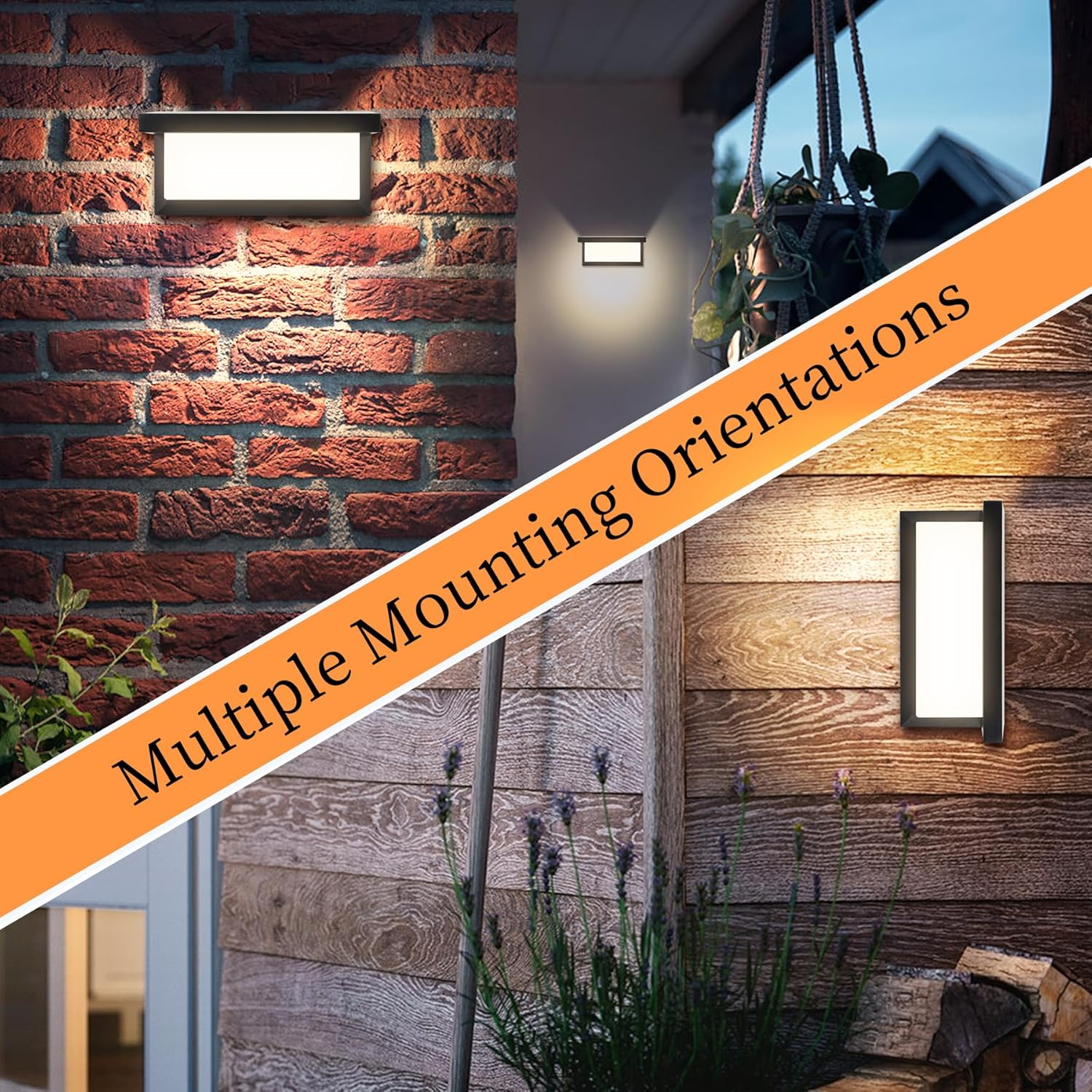 18 W Outdoor Wall Lamp 3000 K, IP66 Waterproof LED Rectangular Illumination for Balcony, Street, Garage, Patio, Corridor, Garden, 2 Pieces image number 3