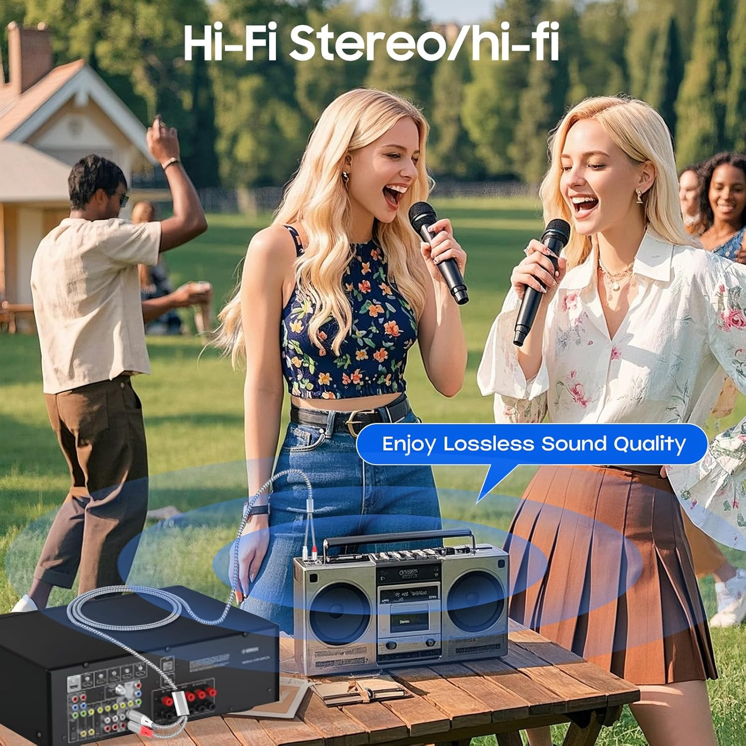 SJINYITONG 2RCA to 2RCA Cable 17.4Ft/5.3M,（Silver/2 Cable） Gold-Plated 2 RCA Male to 2 RCA Male Stereo Audio Cable for Home Theater, HDTV, Amplifiers, Hi-Fi Systems,Speakers and Etc image number 1