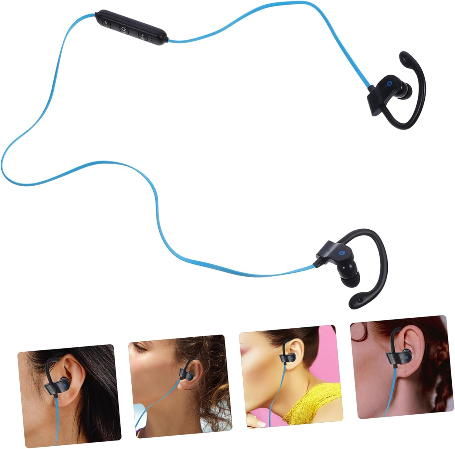 VERDANVERSE Ear Hook Stereo Headphones with Microphone Wired Earphones for Sports and Phone Calls Universal Fit Black and Navy image number 1