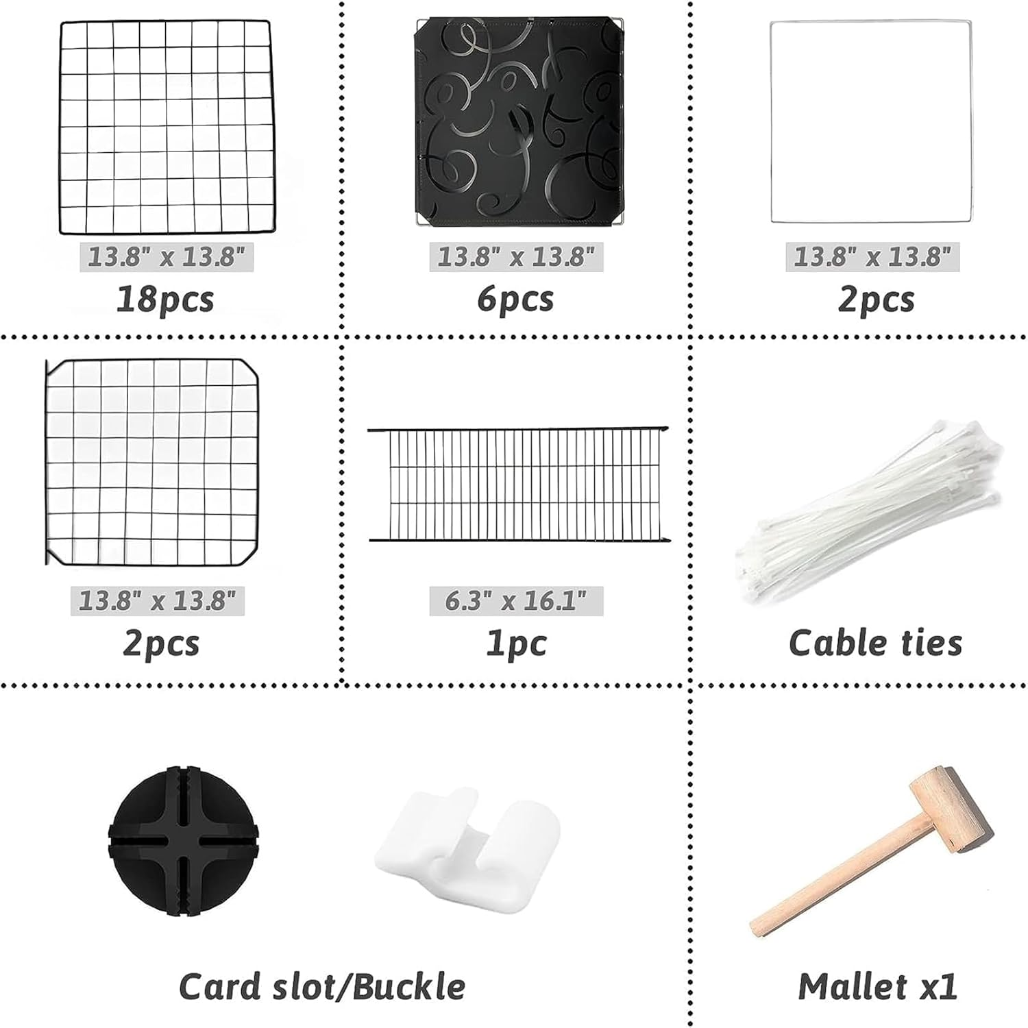 2-Tier Cat Cage, DIY Metal Wire Cat Cage Playpen with Ladder, Indoor DIY Kennels Crate, Removable Cat House, Crate Exercise Place(Black) image number 4