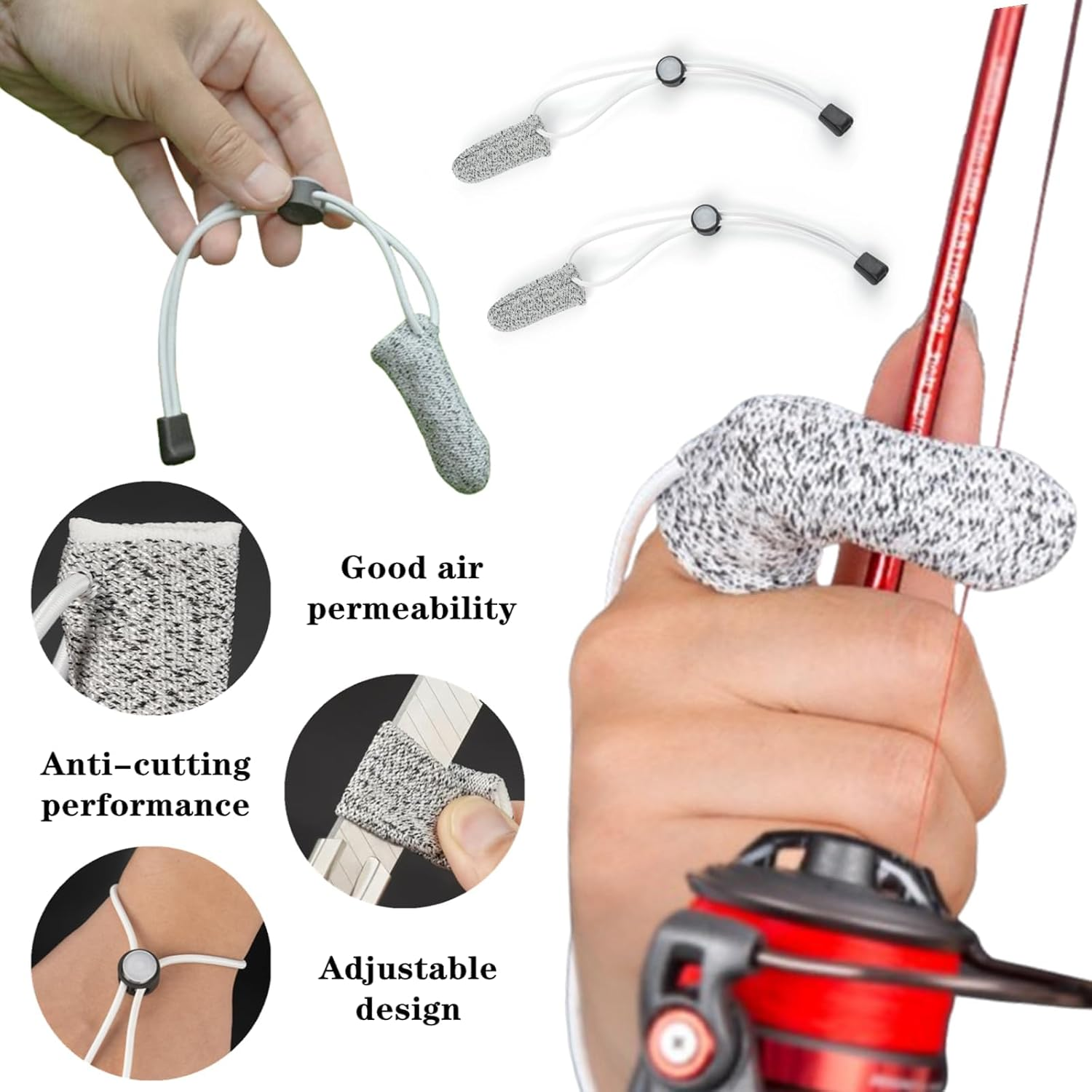 2 PCS Single Fishing Gloves Professional Finger Gloves Fishing Finger Protector Non-Slip Non-Scratch Fishing Gloves for Outdoor Fishing image number 2