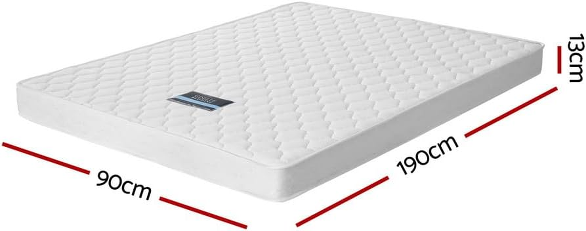 Giselle Bedding Single Mattress, Firm Bed Mattresses Innerspring Foam 13Cm Thickness, Spring System and Breathable Top, 5Yrs Warranty, Medium Firm, White Vacuum Packed image number 3