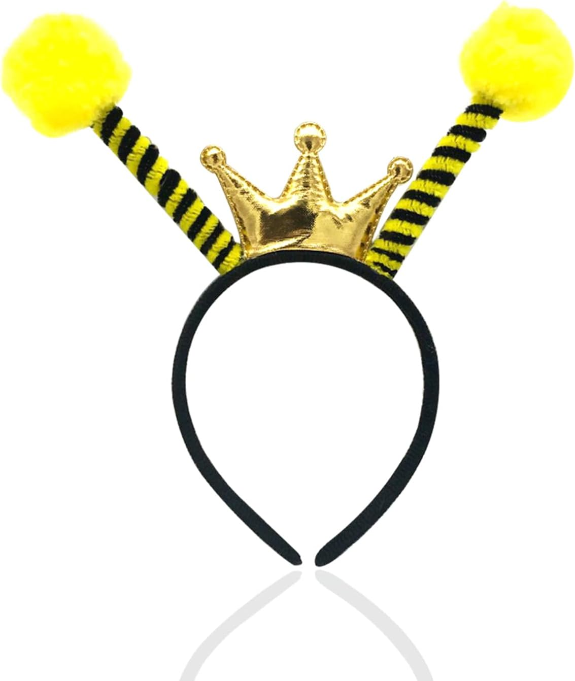 Bee Headband with Crown, Antennas, and Ears - Gold Ladybug Cosplay Accessories for Kids and Women'S Halloween Party image number 1