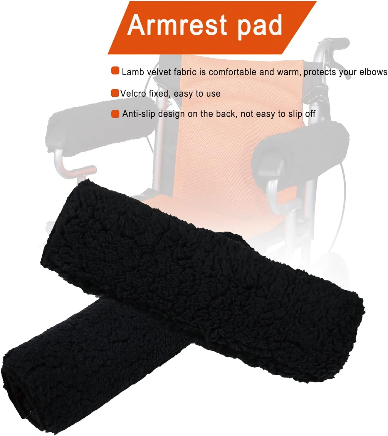 Wheelchair Armrest Pads, 2 Pack Wheelchair Arm Rest Memory Foam Cushions Padded Covers,Wheelchair Accessories for Seniors & Adults , Wheelchair Armrests, Office/Transport Chairs, Scooters ( B) image number 2