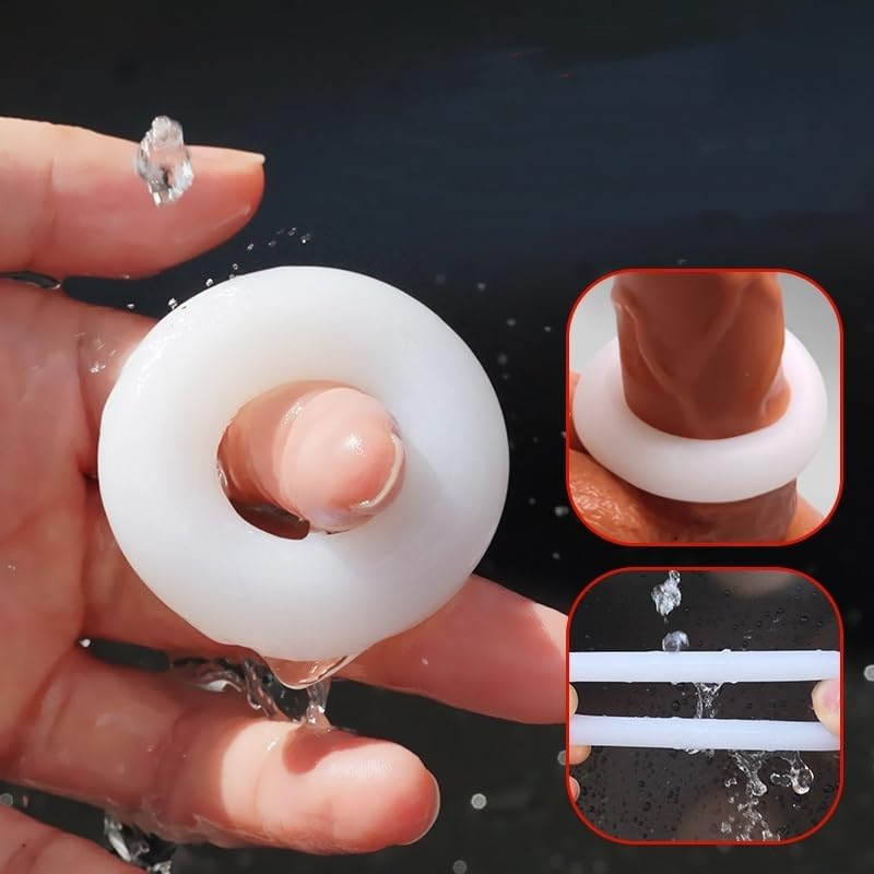 Silicone Rings for Men and Women, Waterproof, Suitable for Shower, Bath, Swimming, Games, Time Delay Lock Shackle image number 4