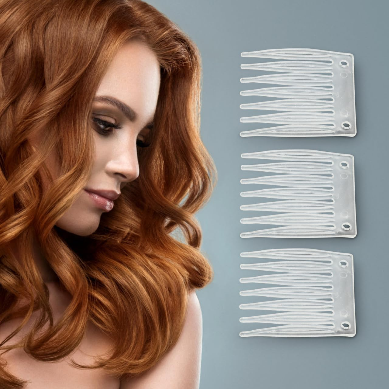 Minkissy 100Pcs 7-Tooth Mesh Cap Comb Black Wig Combs Wedding Veil Hair S U Shape Clip Hair Extension Clips Wig for Making S Clips Plastic Fork Delicate image number 4