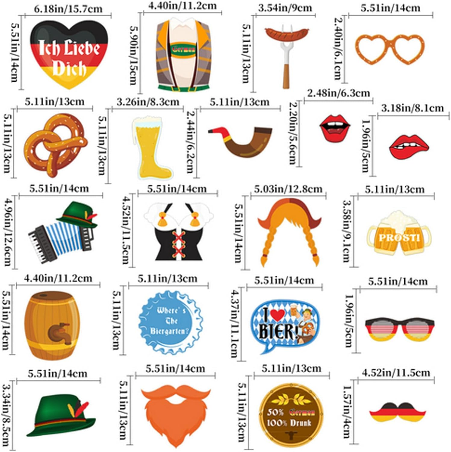 SEWACC Oktoberfest Photo Booth Props Funny German Beer Festival Paper Signs Sausage Beer Flag Oktoberfest Decorations Weizenbier Party Supplies image number 6