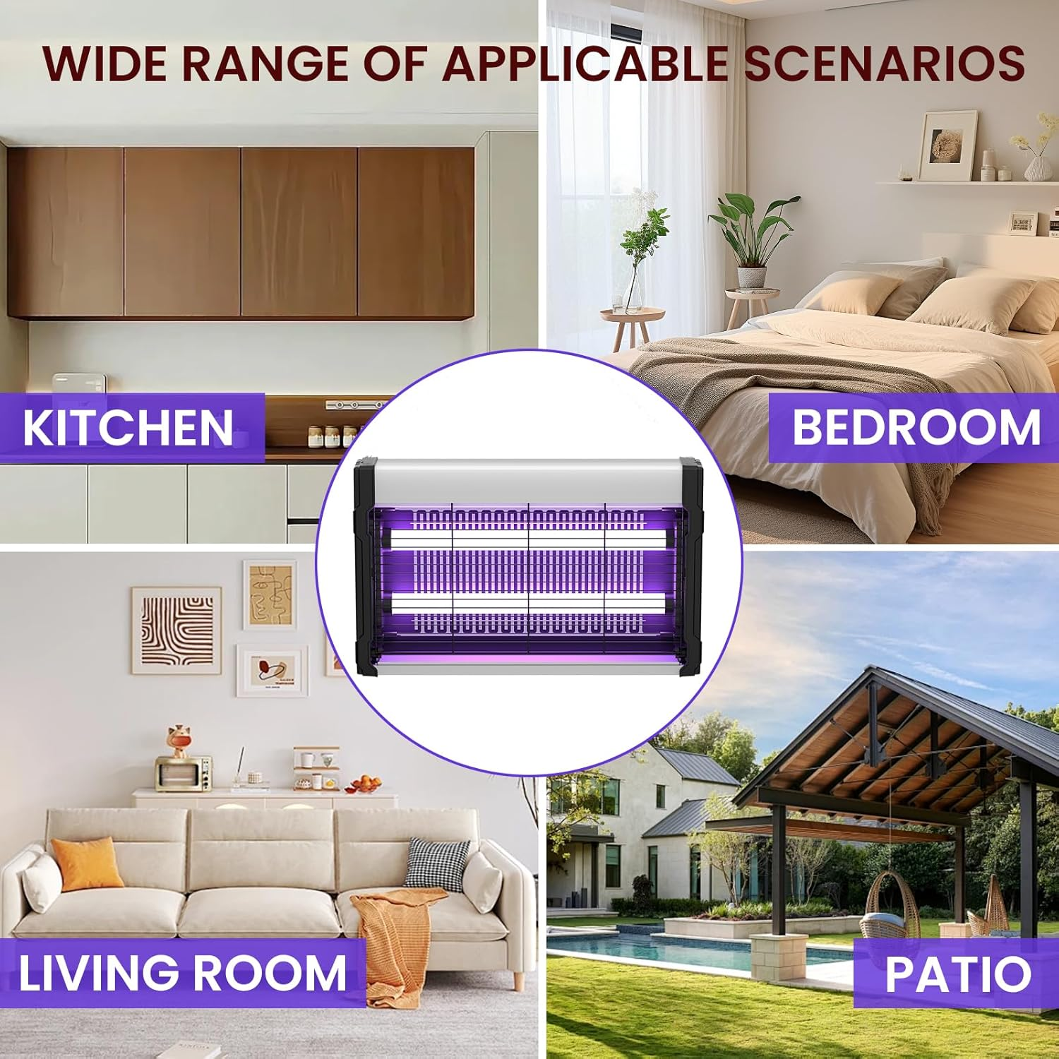 Electric Fly Zapper & Bug Zapper, Powerful Fly Killer with 2 Bulbs & Hanging Chain, High Powered Grids, UV Light Trap Mosquito Killer Insect Trap with Washable Tray for Home（Pro） image number 1