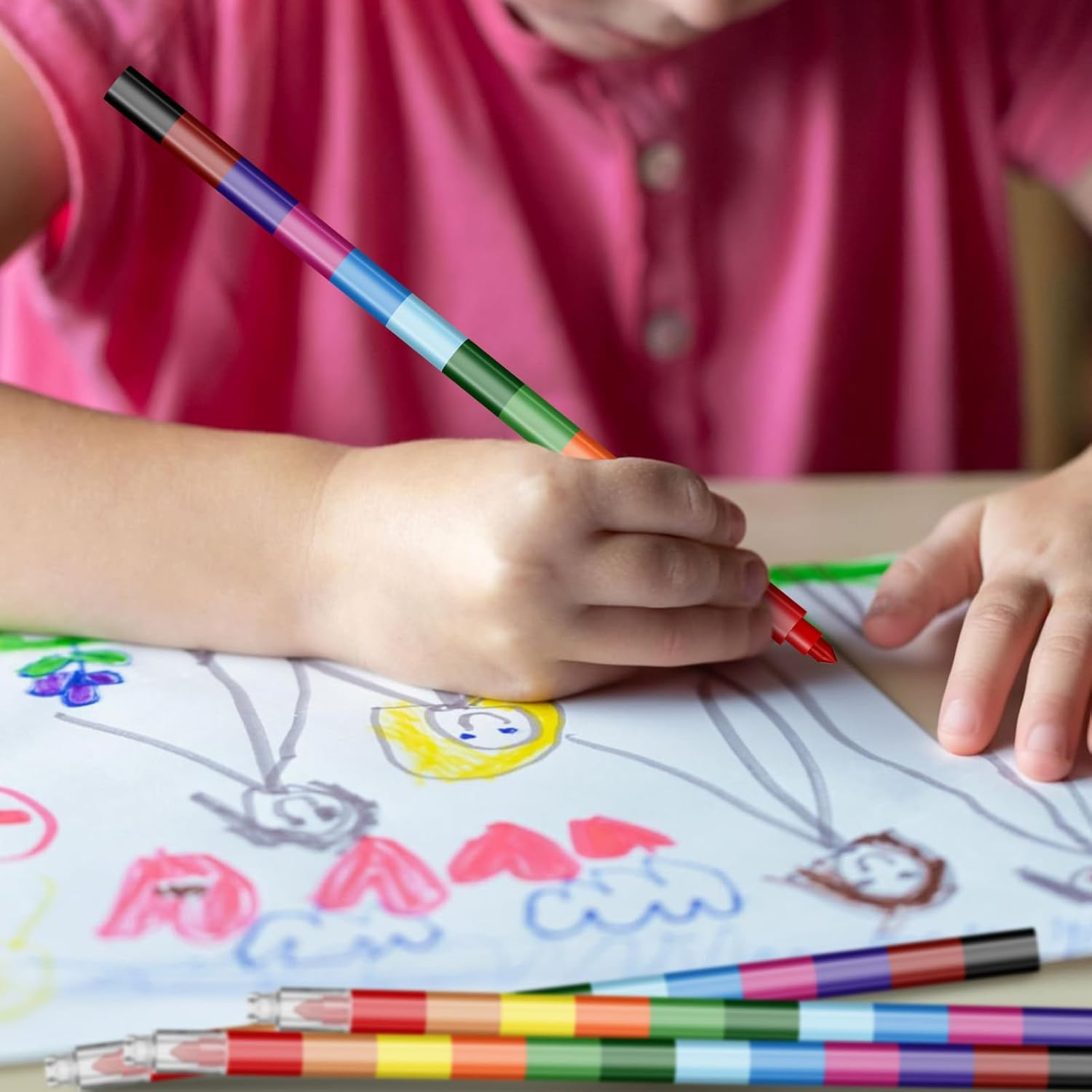 TEAONE Mini Crayon, 10 PCS Stacking Crayons for Party Favors, School Supplies (12 Colors) image number 6