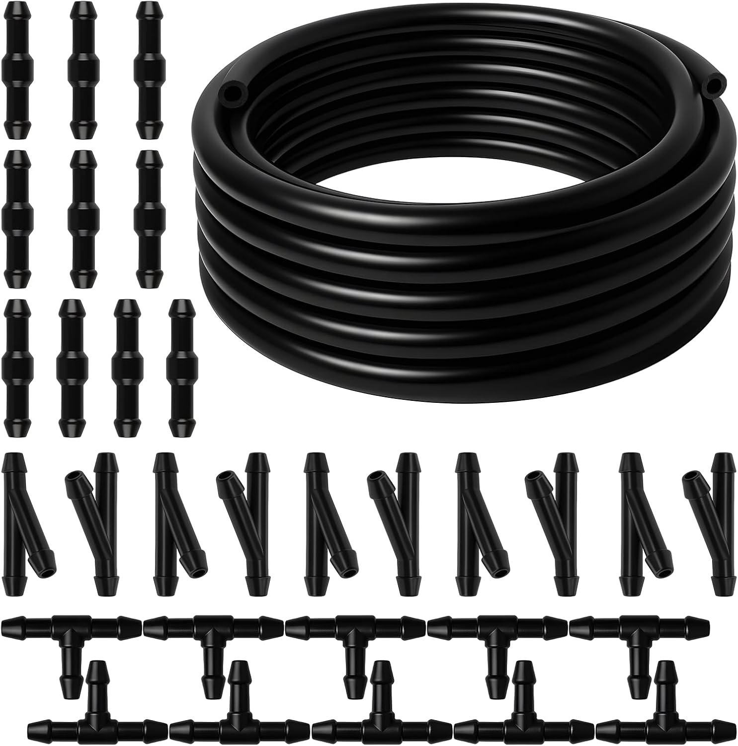 Windshield Washer Hose Kit, 4M Flexible Rubber Hose and 30 Leak-Proof Connectors, Suitable for Most Car Windshield Nozzle Installations, Used to Connect Water Pump and Nozzles