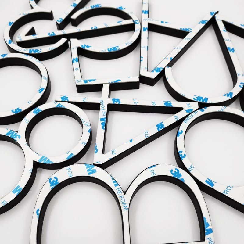 5 Inch Large House Number,Black Acrylic Modern Outdoor Address Sign for Yard Street and Mailbox, Self Adhesive Number for Door, Garbage Bins, Address Number (Number 4) - Number 0 image number 3