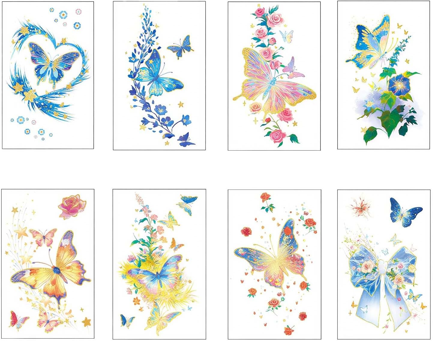 Palumma 8 Premium 3D Butterfly Temporary Tattoos Realistic Watercolor Body Art for Party Wedding Festival Decor image number 4