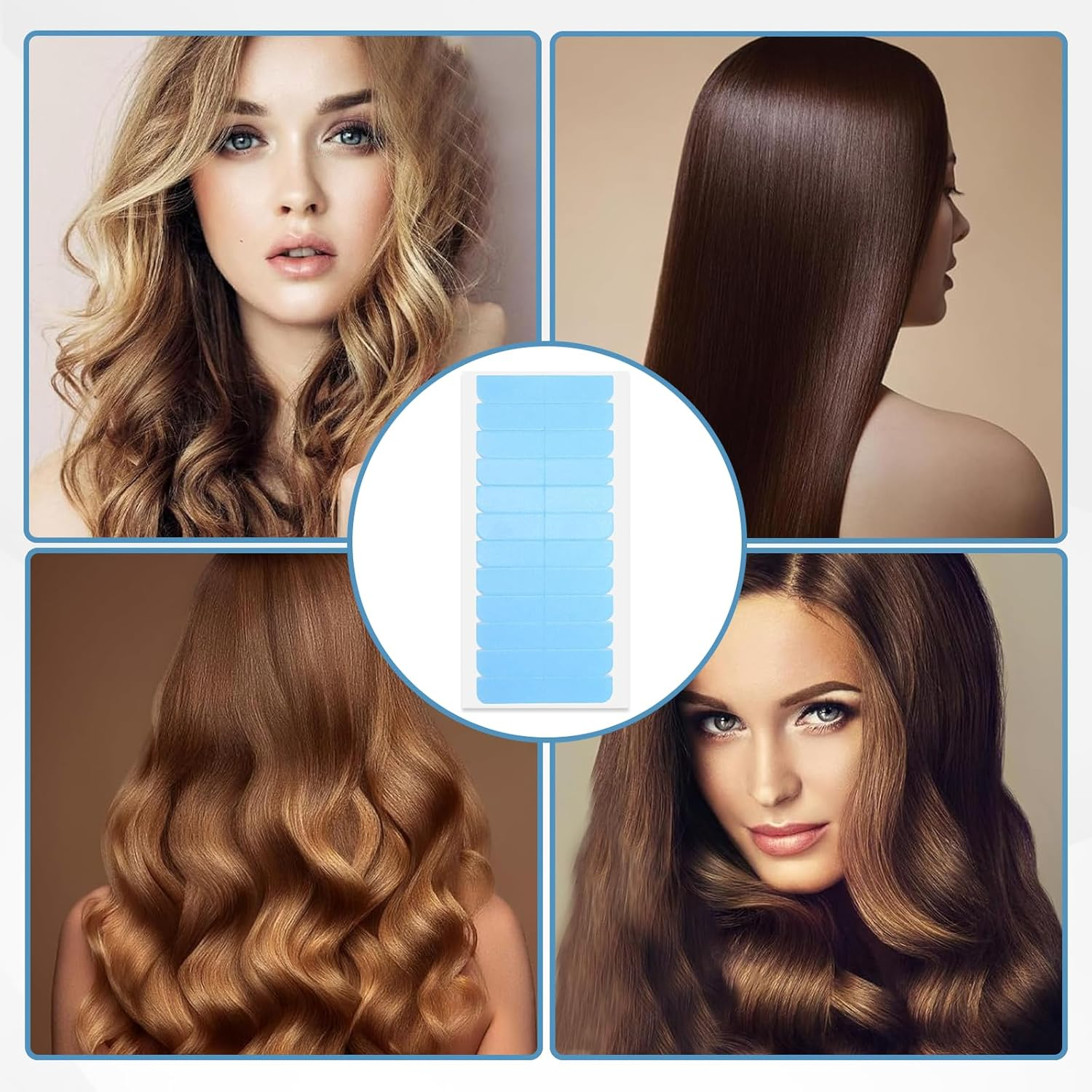 Jotia 240Pcs Blue Hair Extension Tape, Double Sided Adhesive Wig Tape Replacement Tape for Hair Extensions image number 5