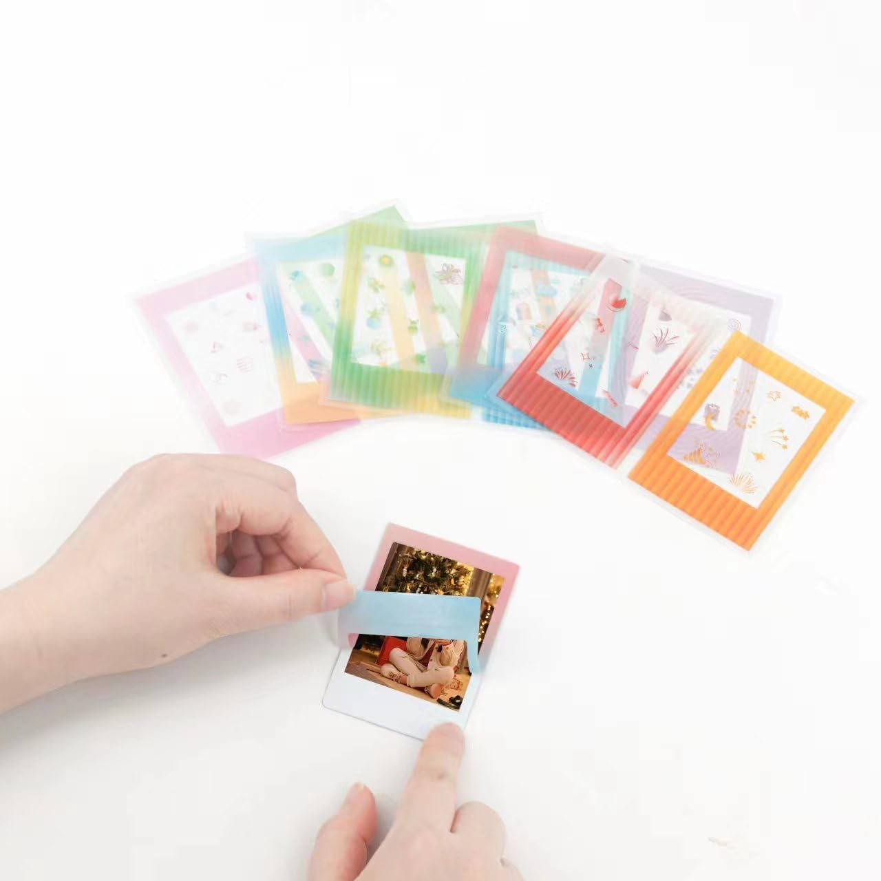 30Pcs Photo Border Stickers,Colorful Lovely Mini Photo Film Stickers,Decorative Films Frame Sticker for Photos Compatible with Fujifilm Instax Mini 12/11/9/8/7S/70/50S/90 EVO Instant Film image number 1