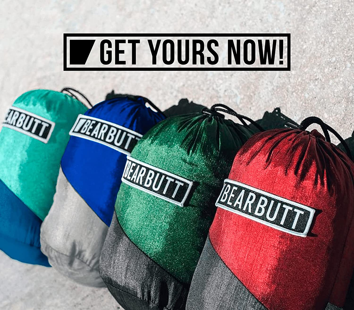 Bear Butt Lightweight Double Camping Parachute Hammock-Large, Portable Two-Person Hammock for Hiking & Backpacking - 16 Colors Available (Maroon/Charcoal) - Dark Green / Light Green image number 2